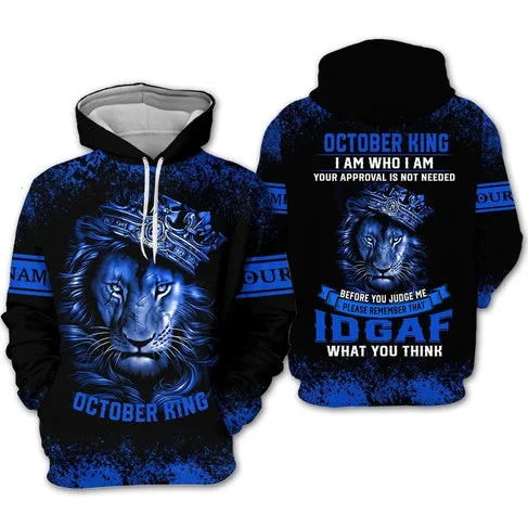 Custom Personalized Birthday October King Pullover 3D Hoodie