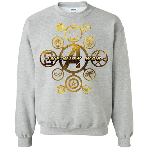 Inktee Store - Marvel Avengers Infinity War Gold Hero Icons Sweatshirt Image