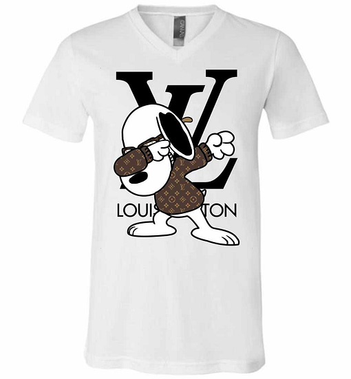 Inktee Store - Snoopy Louis Vuitton Dabbing V-Neck T-Shirt Image