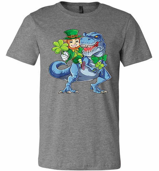 Inktee Store - Leprechaun Dinosaur T Rex St Patricks Day Premium T-Shirt Image