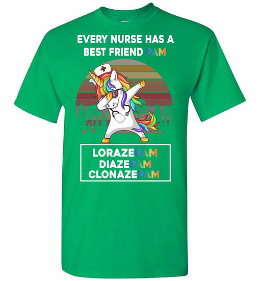 Inktee Store - Unicorn Nurse Dabbing Every Nurse Has A Best Friend Pam Men'S T-Shirt Image