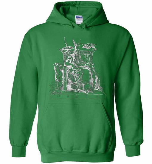 Inktee Store - Odin On His Throne Norse Viking Mythology Allfather Raven Hoodies Image