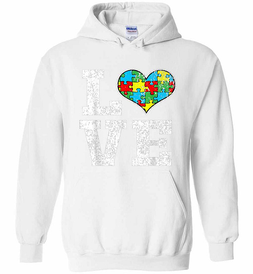 Inktee Store - Autism Awareness For Kids Mom Dad Love Heart Hoodies Image