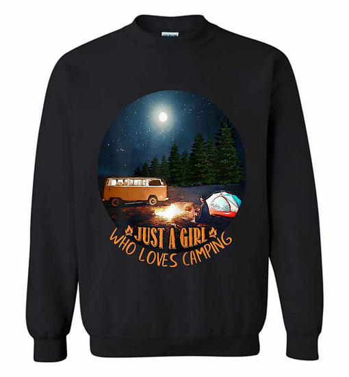 Inktee Store - Womens Just A Girl Who Loves Camping Sweatshirt Image