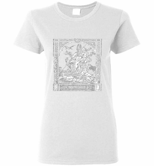 Inktee Store - Odin On His Throne Norse Viking Mythology Allfather Women'S T-Shirt Image