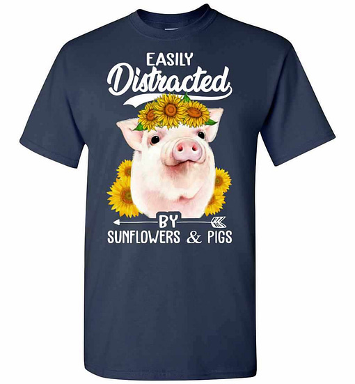 Inktee Store - Easily Distracted By Sunflowers And Pigs Men'S T-Shirt Image