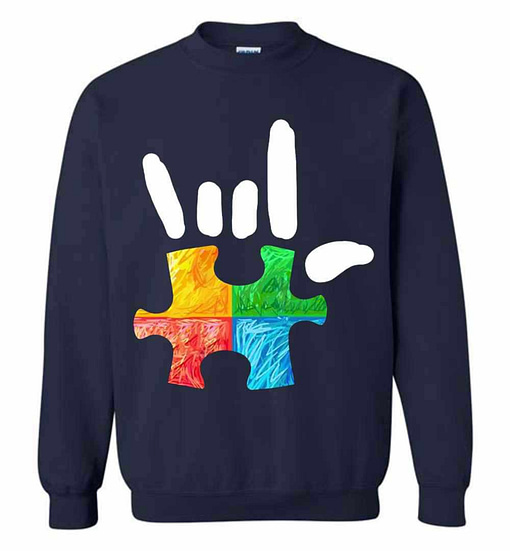 Inktee Store - Autism Hand Rock Sweatshirt Image