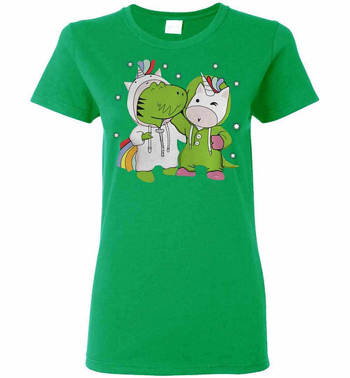 Inktee Store - Dinosaur And Unicorn Are Best Friends Women'S T-Shirt Image