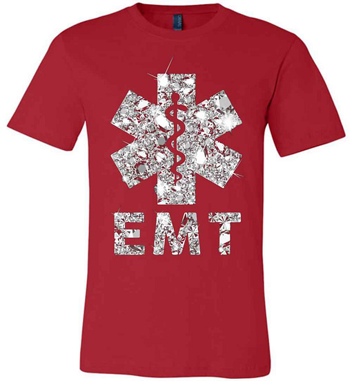 Inktee Store - Diamond Glitter Emt Emergency Medical Technician Premium T-Shirt Image