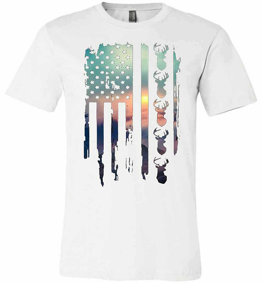 Inktee Store - Deer Hunting American Flag Premium T-Shirt Image