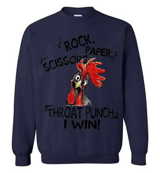 Inktee Store - Cock Rock Paper Scissors Throat Punch I Win Sweatshirt Image