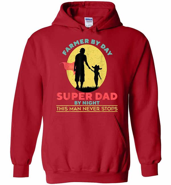 Inktee Store - Farmer Farmer By Day Super Dad By Night Hoodies Image