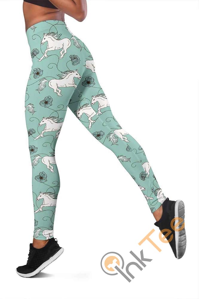 Inktee Store - Green Horse 3D All Over Print For Yoga Fitness Women'S Leggings Image
