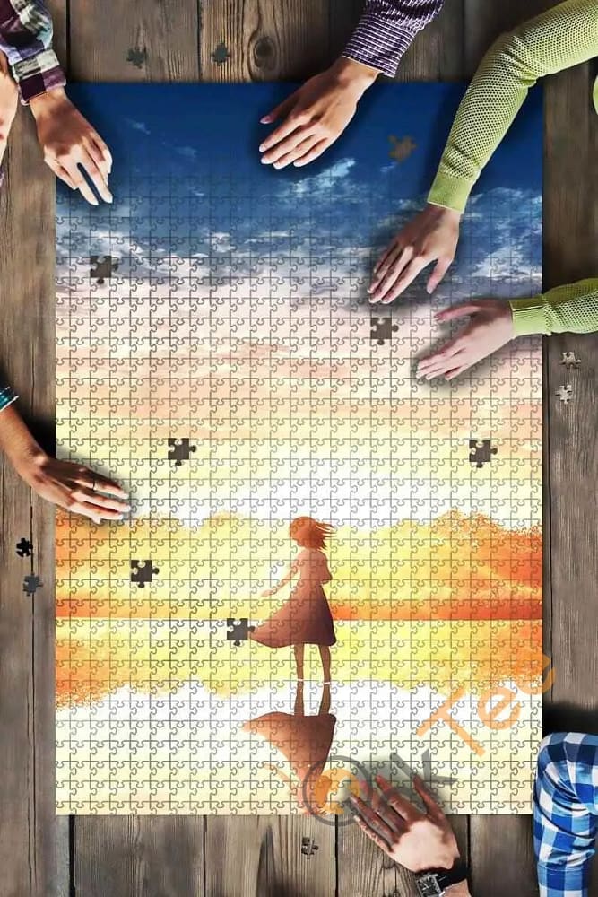 Anime Girl Sunset Kids Toys Jigsaw Puzzle