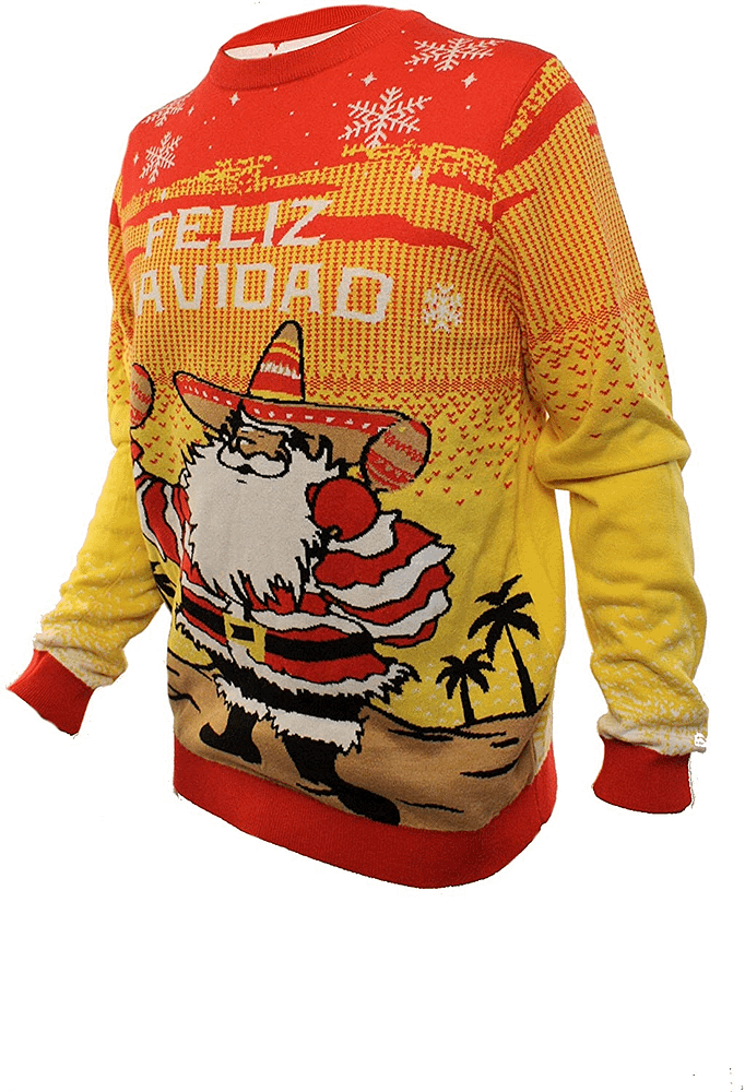 Inktee Store - Funny Santa Feliz Navidad Yellow Ugly Christmas Sweater Image