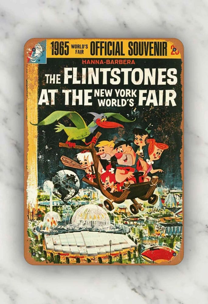 Personalized Flintstones At The 1965 World's Fair Metal Sign