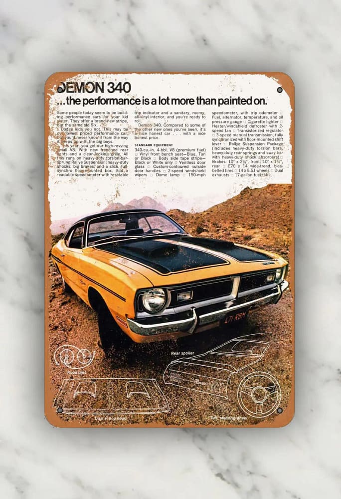 Retro Gifts 1971 Dodge Demon 340 For Lovers Metal Sign