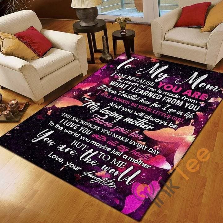 Personalized To My Mom Butterfly Daughter Loving Mother Living Room Rug