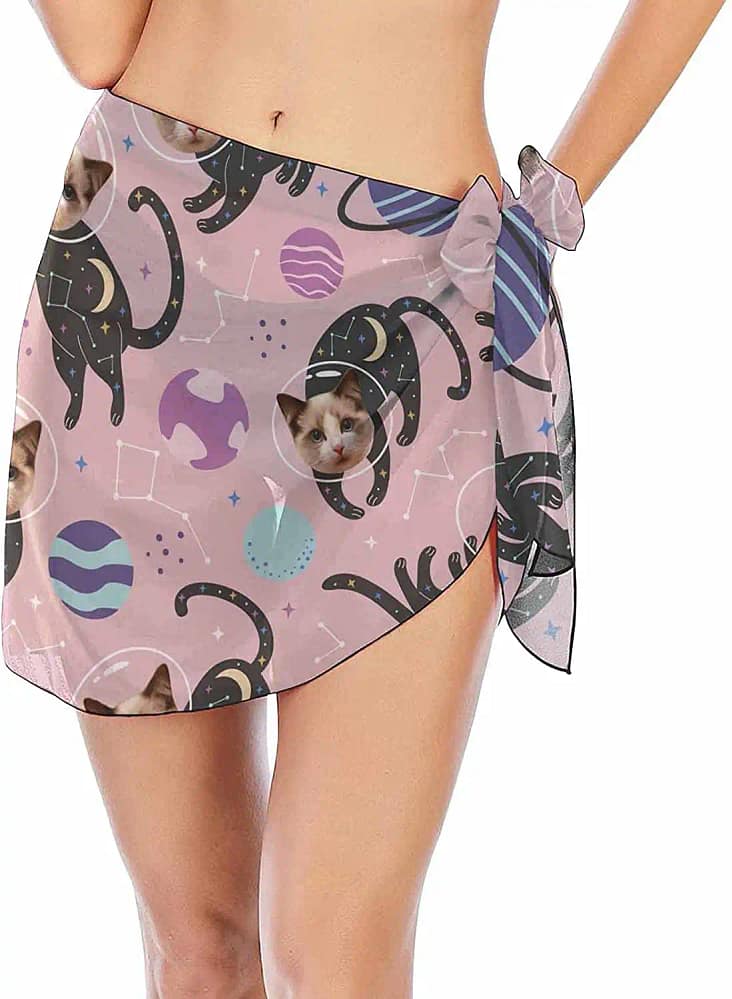 Face Palm Tree Sexy Chiffon Cute Cats With Ball Swimwear Cover Ups Bathing Suit Beach Wrap