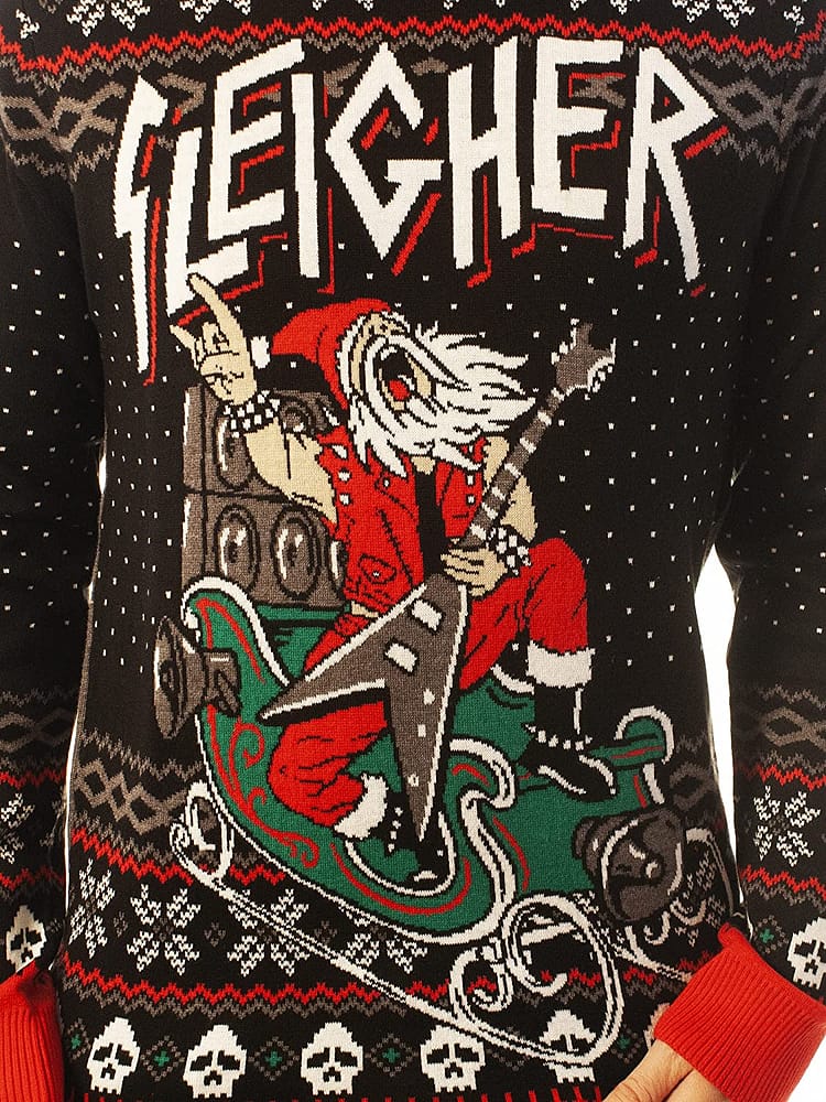 Inktee Store - Funny Santa Sleigher Black Ugly Christmas Sweater Image