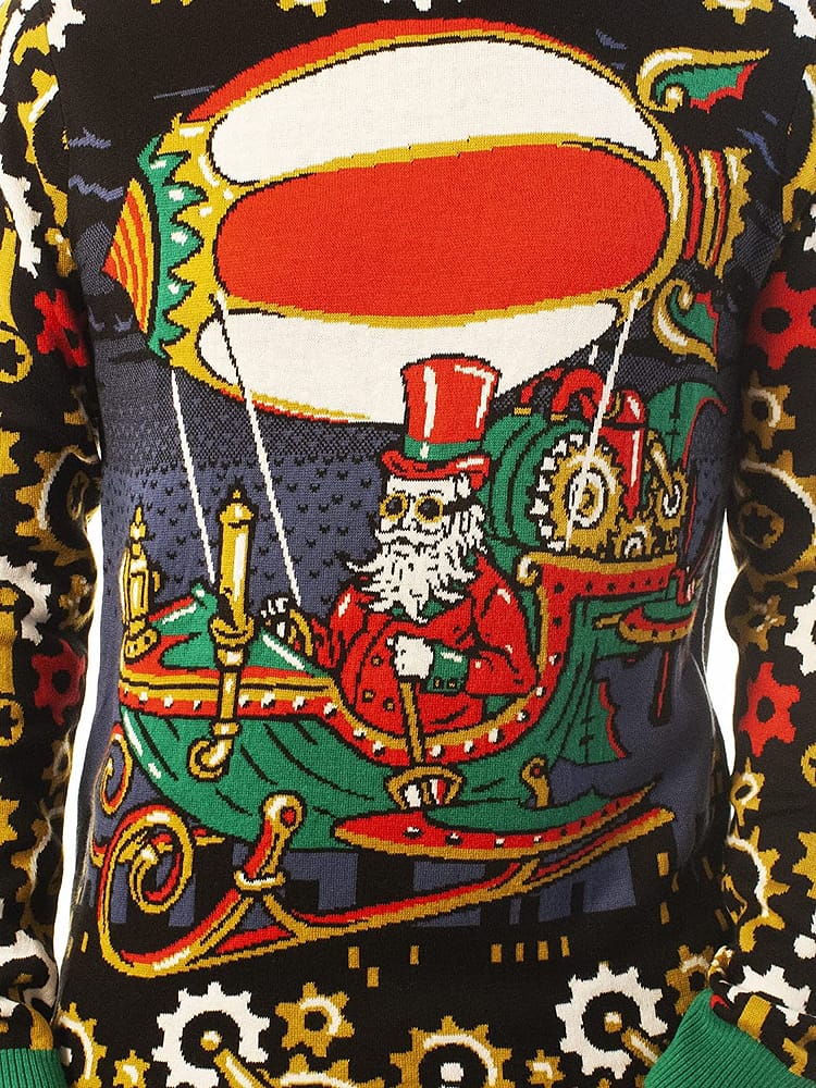 Inktee Store - Funny Santa Steampunk Santa Black Ugly Christmas Sweater Image