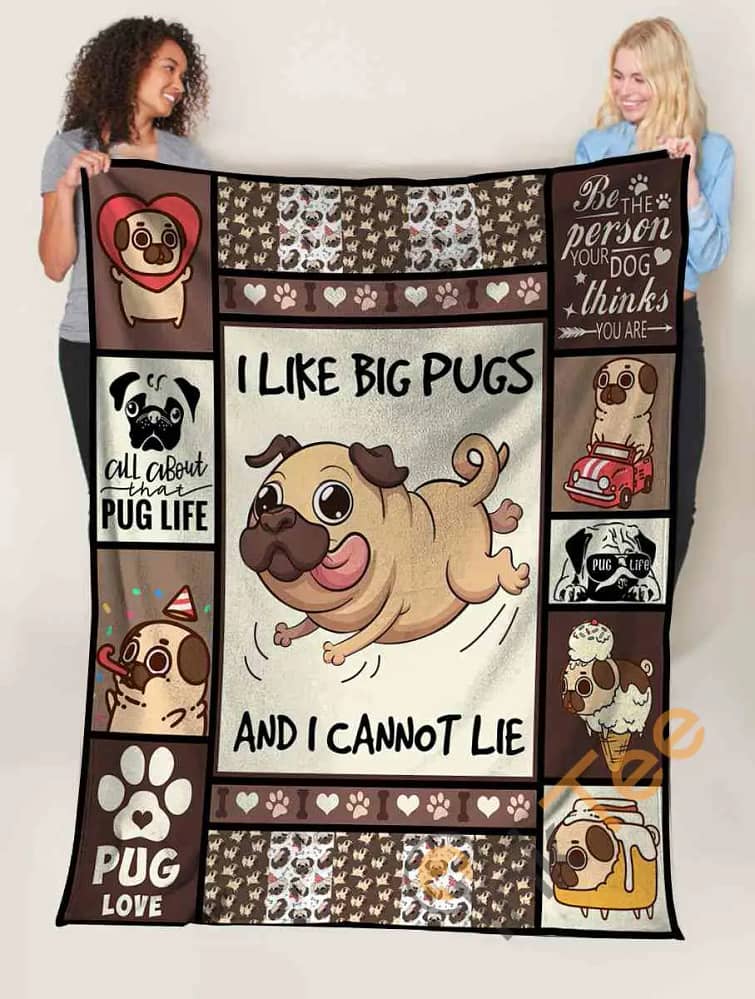 I Like Big Pugs And I Cannot Lie Pug Dog Ultra Soft Cozy Plush Fleece Blanket