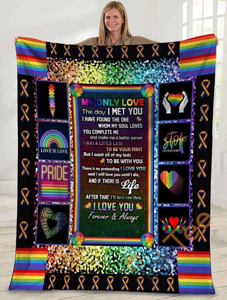My Only Love The Day I Met You Lgbt Rainbow Ultra Soft Cozy Plush Fleece Blanket