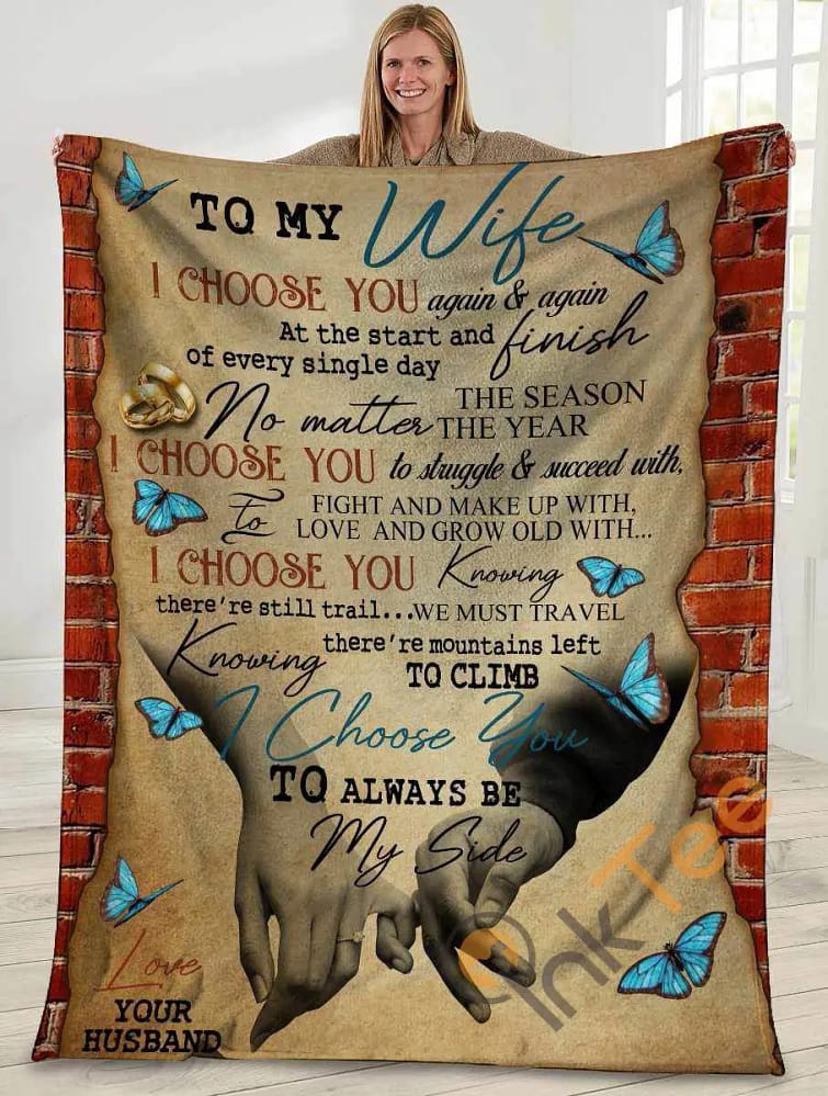 To My Wife I Choose You Again And Again Husband And Wife Butterfly Ultra Soft Cozy Plush Fleece Blanket