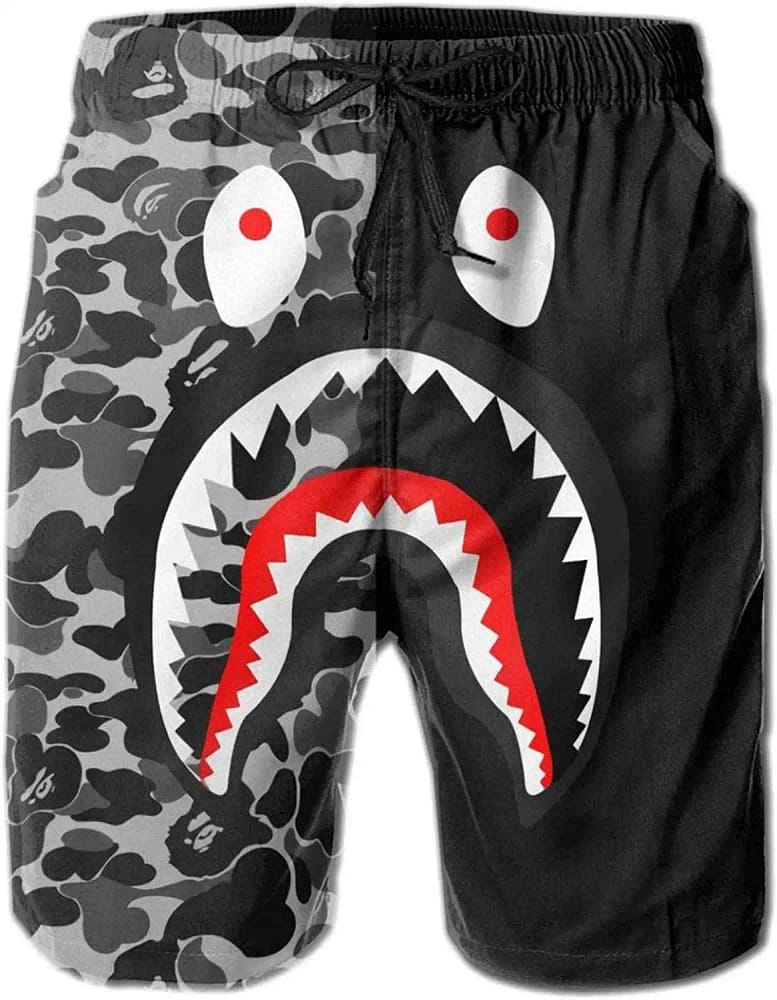 Real Bape Shark Camo Swim Trunks Shorts