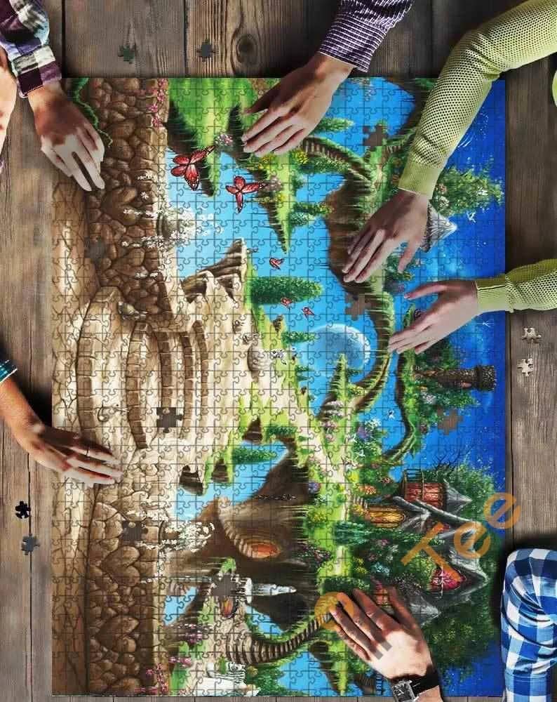 Green And Brown Painting Of House Jigsaw Puzzle
