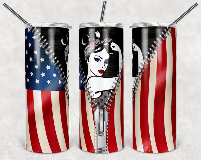 American Flag Rosie Stainless Steel Tumbler