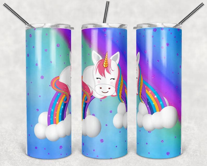 Ombre Pastel Unicorn Rainbow Stainless Steel Tumbler