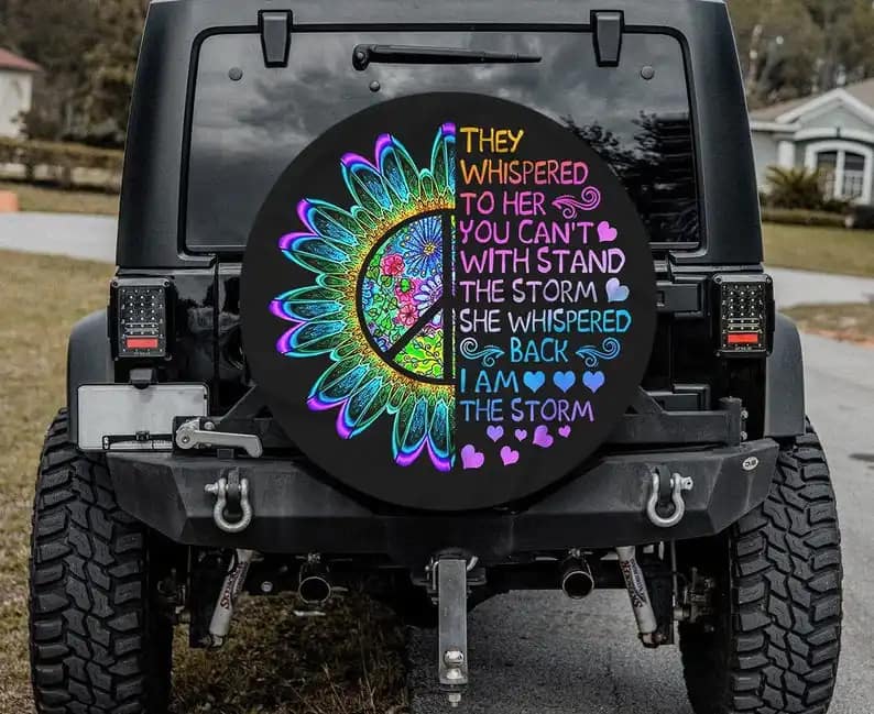 Hippie Flower Personalized Tire Cover