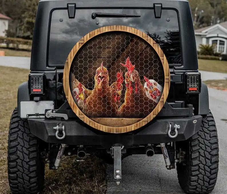 Funny Chickens Face Personalized Tire Cover