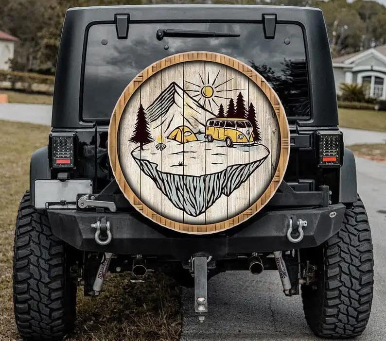 Camping Art Personalized Tire Cover