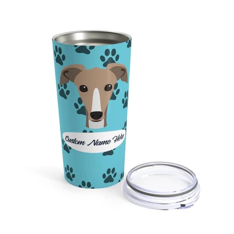 Love My Greyhound - Personalized Custom  Travel Mug For Hot Coffee Cold Drinks - 20oz With Lid Dishwasher Safe Stainless Steel Tumbler