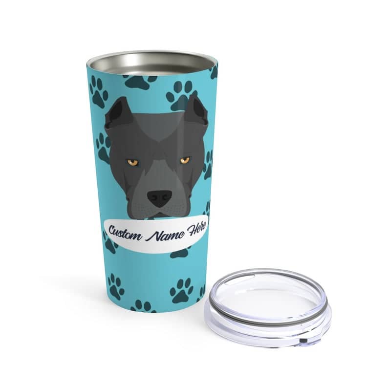 Love My Pitbull - Personalized Custom  Travel Mug For Hot Coffee Cold Drinks - 20oz With Lid Dishwasher Safe Stainless Steel Tumbler