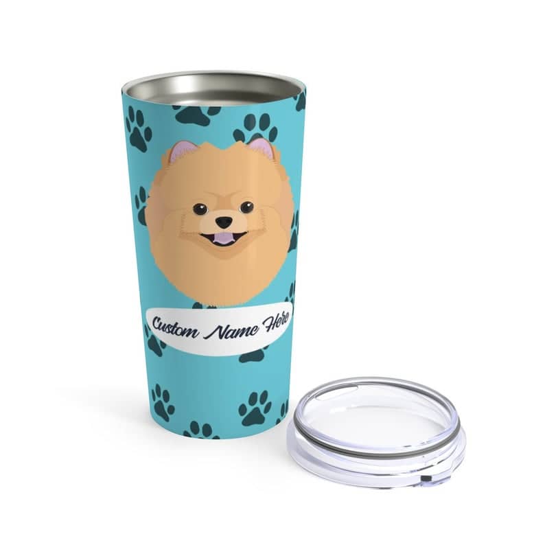 Love My Pomeranian - Personalized Custom  Travel Mug For Hot Coffee Cold Drinks - 20oz With Lid Dishwasher Safe Stainless Steel Tumbler