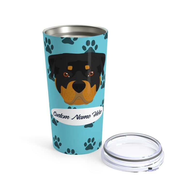Love My Rottweiler - Personalized Custom  Travel Mug For Hot Coffee Cold Drinks - 20oz With Lid Dishwasher Safe Stainless Steel Tumbler