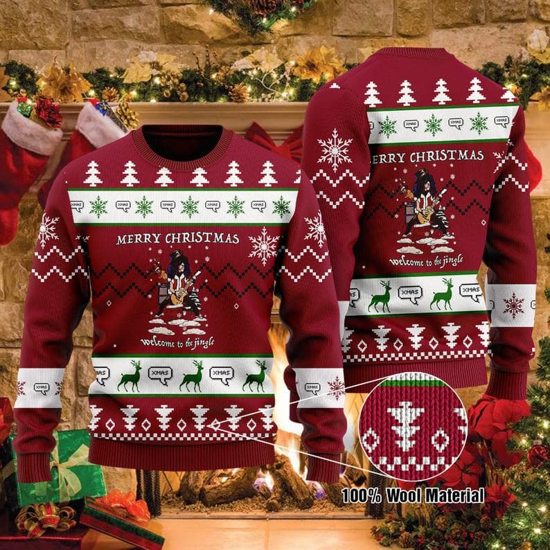 Slash Musician Gun N Rose Christmas 100% Wool Ugly Sweater