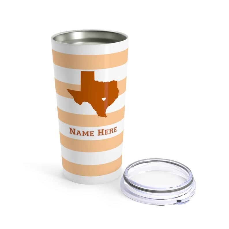 State Pride Series Austin Texas - Personalized Custom Tumbler Travel Mug For Warm Cold Drinks - 20Oz With Lid Dishwasher Safe Stainless Steel Tumbler