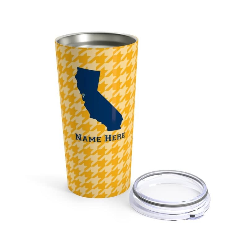 State Pride Series Berkeley California - Personalized Custom Tumbler Travel Mug For Warm Cold Drinks - 20oz With Lid Dishwasher Safe Stainless Steel Tumbler
