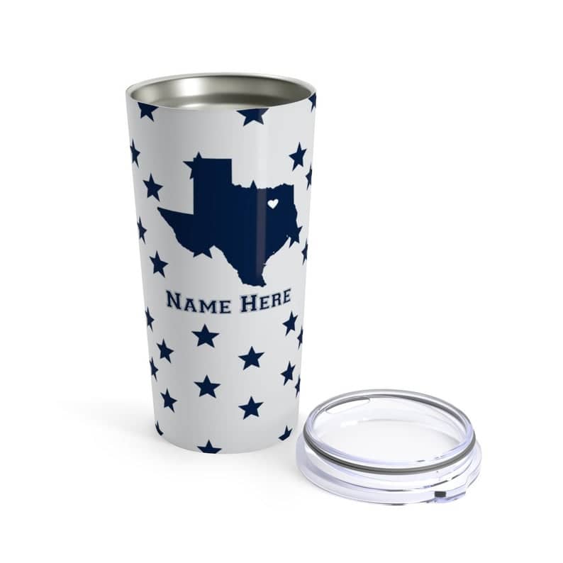 State Pride Series Dallas Texas - Personalized Custom Tumbler Travel Coffee Mug For Warm Cold Drinks - 20oz With Lid Dishwasher Safe Stainless Steel Tumbler
