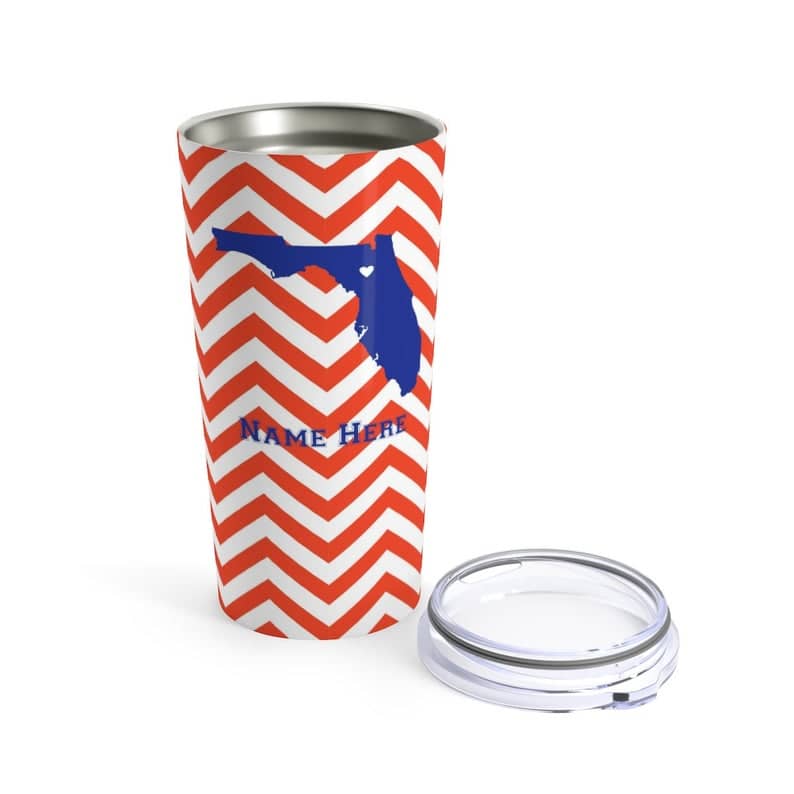 State Pride Series Gainesville Florida - Personalized Custom Tumbler Travel Mug For Warm Cold Drinks - 20oz With Lid Dishwasher Safe Stainless Steel Tumbler