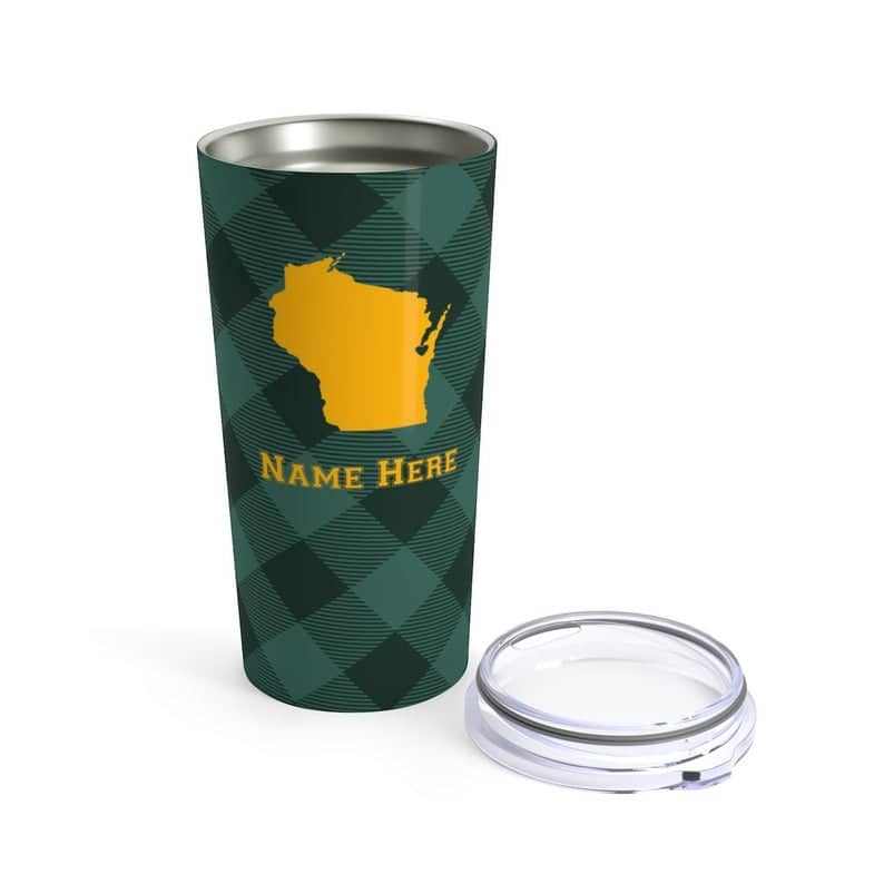 State Pride Series Green Bay Wisconsin - Personalized Custom Tumbler Travel Coffee Mug For Warm Cold Drinks - 20oz With Lid Dishwasher Safe Stainless Steel Tumbler