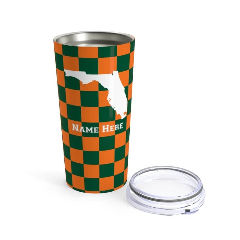 State Pride Series Miami Florida - Personalized Custom Tumbler Travel Mug For Warm Cold Drinks - 20oz With Lid Dishwasher Safe Stainless Steel Tumbler