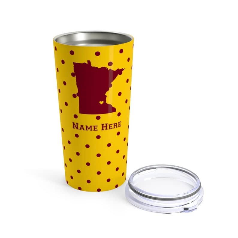State Pride Series Minneapolis Minnesota - Personalized Custom Tumbler Travel Mug For Warm Cold Drinks - 20Oz With Lid Dishwasher Safe Stainless Steel Tumbler