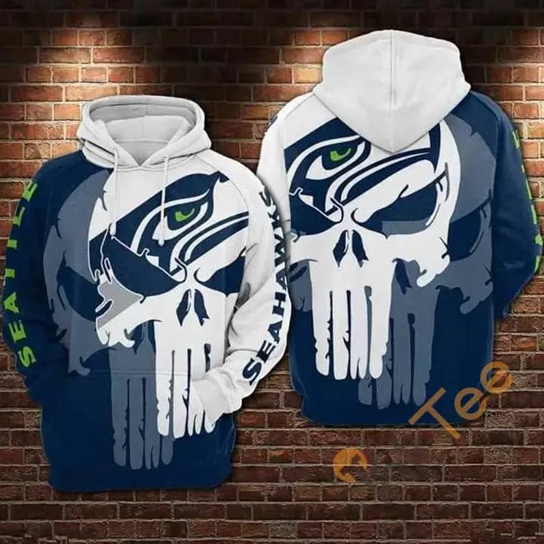 Seattle Seahawks Skull Hoodie 3d