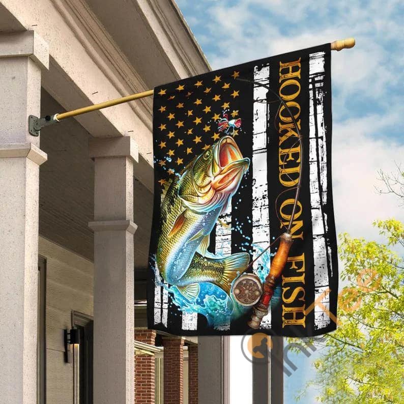 Fishing Fish Hooked On Outdoor Decor House Flag