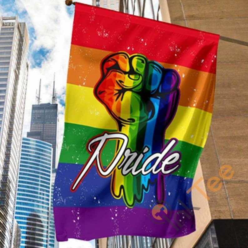 Lgbtq Lgbt Pride Love Is Rainbow Month Fist Sku 0266 House Flag